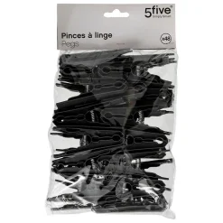5Five Lot de 48 pinces à linge Noir -* Etendoir À Linge