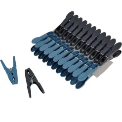 Paris Prix Lot de 24 Pinces à Linge "Rondes" 8cm Anthracite & Bleu Paon* Etendoir À Linge