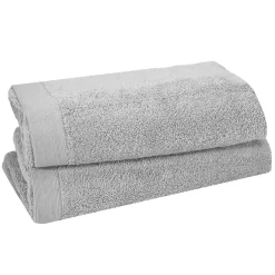 Sensei Maison Lot de 2 serviettes de toilette 500 g/m² Gris Perle 50x90 cm STUDIO