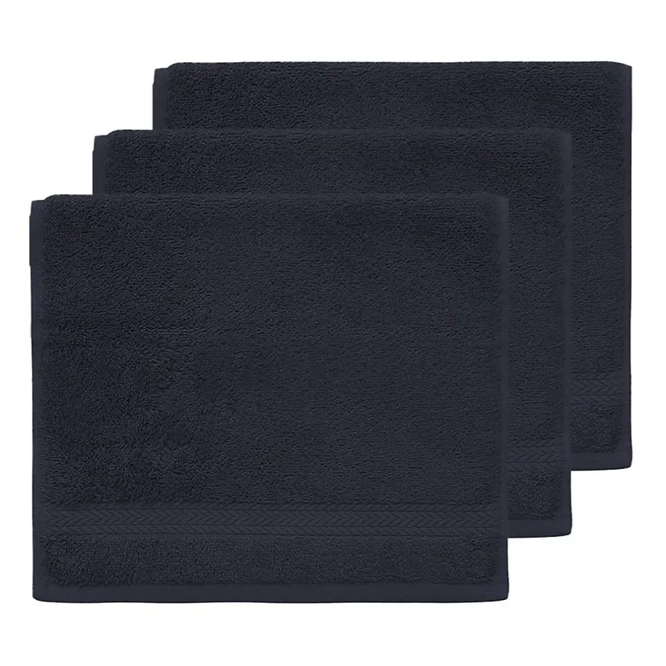 Sensei Maison Lot de 3 serviettes invité 550 g/m² Bleu Nuit 30x50 cm LUXURY