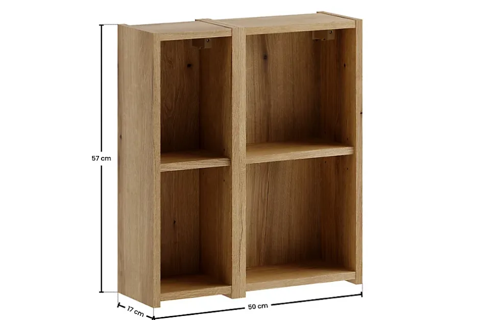Furnidea Lot de 2 étagères cube suspendues 50 x 57 cm NOVA chêne Coast Evoke* Etagère Salle De Bains