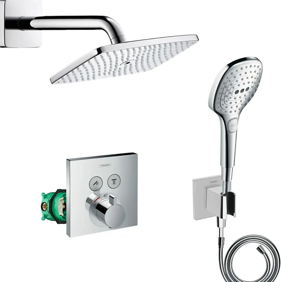 Hansgrohe Lot robinet douche encastré thermostatique + Douche de tête Raindance E 240 fixation murale* Colonne De Douche Encastrable