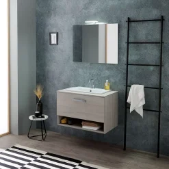 Kiamami Valentina Lotto Meuble De Salle De Bain Mural 80Cm Avec Lavabo Et Miroir