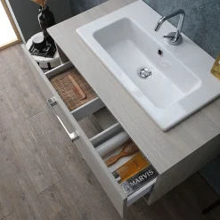 Kiamami Valentina Lotto Meuble De Salle De Bain Mural 80Cm Avec Lavabo Et Miroir