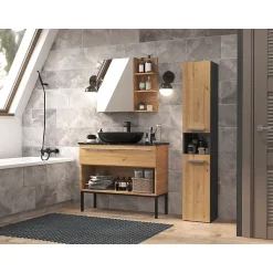 Topeshop LUANA - Meuble salle de bain 2 portes - 31x30x174 cm - Colonne rangement SDB