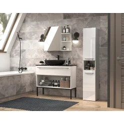 Topeshop LUANA - Meuble salle de bain 2 portes - 31x30x174cm - Colonne rangement SDB* Colonne De Salle De Bains|Meuble De Salle De Bains Faible Profondeur