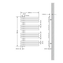 Luxebath Radiateur de Salle de Bain Iron EM 600x1000 mm Anthracite Raccord Central