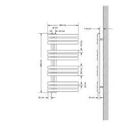 Luxebath Radiateur de Salle de Bain Iron EM 500x1000 mm Anthracite Raccord Central
