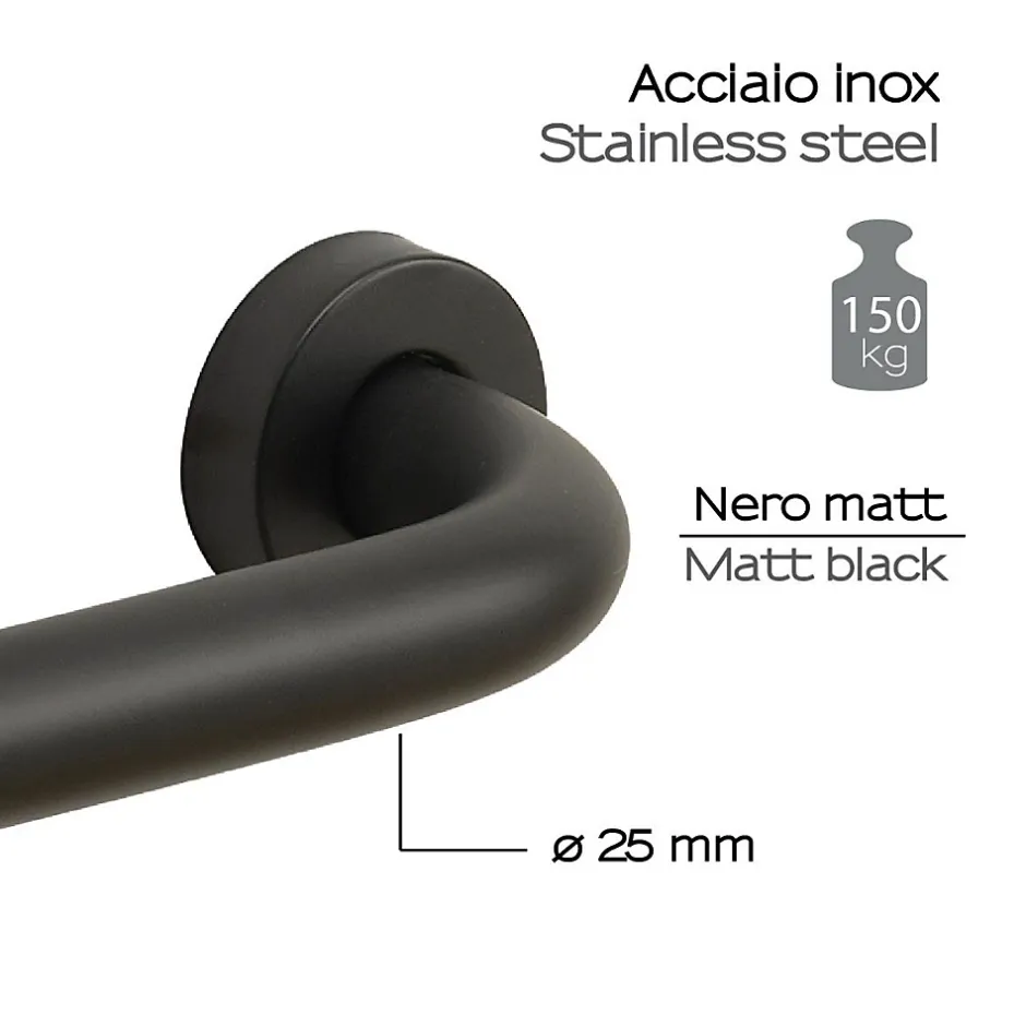 Kiamami Valentina Manche De Support En Acier Noir Mat 20 Cm Par