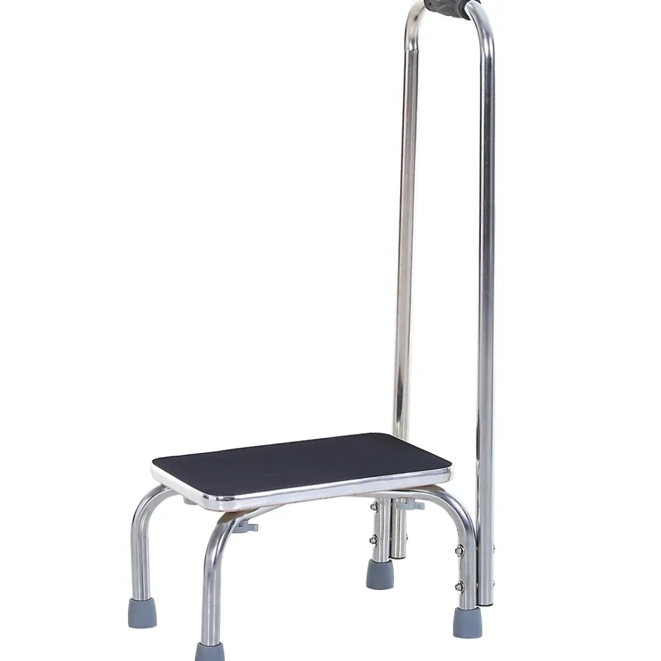 Homcom Marche avec barre d'appui - marchepied de sécurité - marche d'accès au bain - plateforme & patins antidérapants - acier galvanisé* Siège De Douche