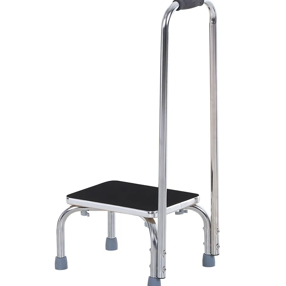 Homcom Marche avec barre d'appui - marchepied de sécurité - marche d'accès au bain - plateforme & patins antidérapants - acier galvanisé* Siège De Douche