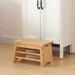 [En.Casa] Marchepied Ryslinge bambou 33 x 22 x 20 cm naturel en.casa* Tablier Et Habillage De Baignoire