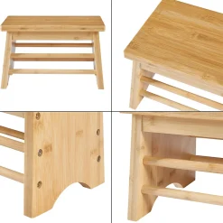 [En.Casa] Marchepied Ryslinge bambou 33 x 22 x 20 cm naturel en.casa* Tablier Et Habillage De Baignoire