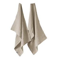 Altobuy MARGAUX - Lot de 2 Torchons Essuie-vaisselle 50x70cm Lin Lavé Sable