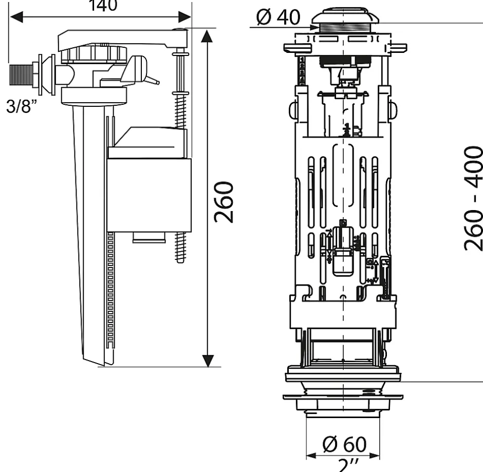 Wirquin Mécanisme de chasse d'eau + robinet latéral Jolyfill One