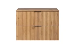 Furnidea Meuble à suspendre FLOW couleur chêne avec le plan 80 cm* Meuble Vasque