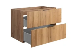 Furnidea Meuble à suspendre FLOW couleur chêne avec le plan 80 cm* Meuble Vasque