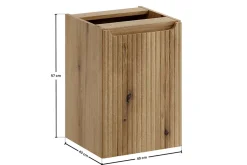 Furnidea Meuble bas de salle de bain 40 cm avec panier à linge et plan NOVA chêne Coast Evoke