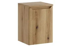 Furnidea Meuble bas de salle de bain 40 cm avec panier à linge et plan NOVA chêne Coast Evoke