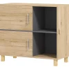 Homcom Meuble bas de salle de bain style bohème - 2 portes, 2 niches - gris effet bois clair naturel