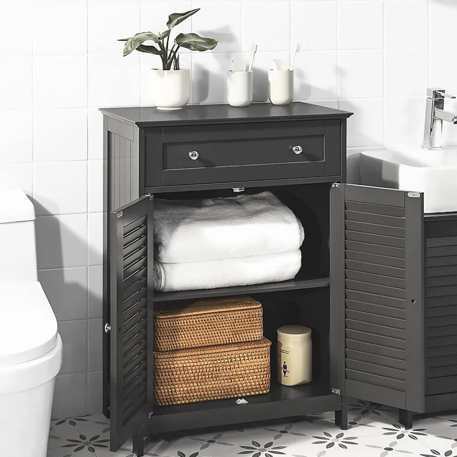 Sobuy Meuble Bas de Salle de Bain avec Tiroir, Buffet Commode, FRG238-DG,* Meuble De Salle De Bains Faible Profondeur|Etagère Salle De Bains