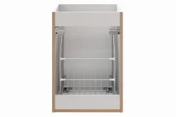 Furnidea Meuble bas de salle de bain avec panier à linge ADEL BLANC40 cm