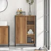 Sobuy Meuble Bas de Salle de Bain avec 3 Compartiments et 1 Panier à Linge, BZR65-PF,* Armoire De Salle De Bains