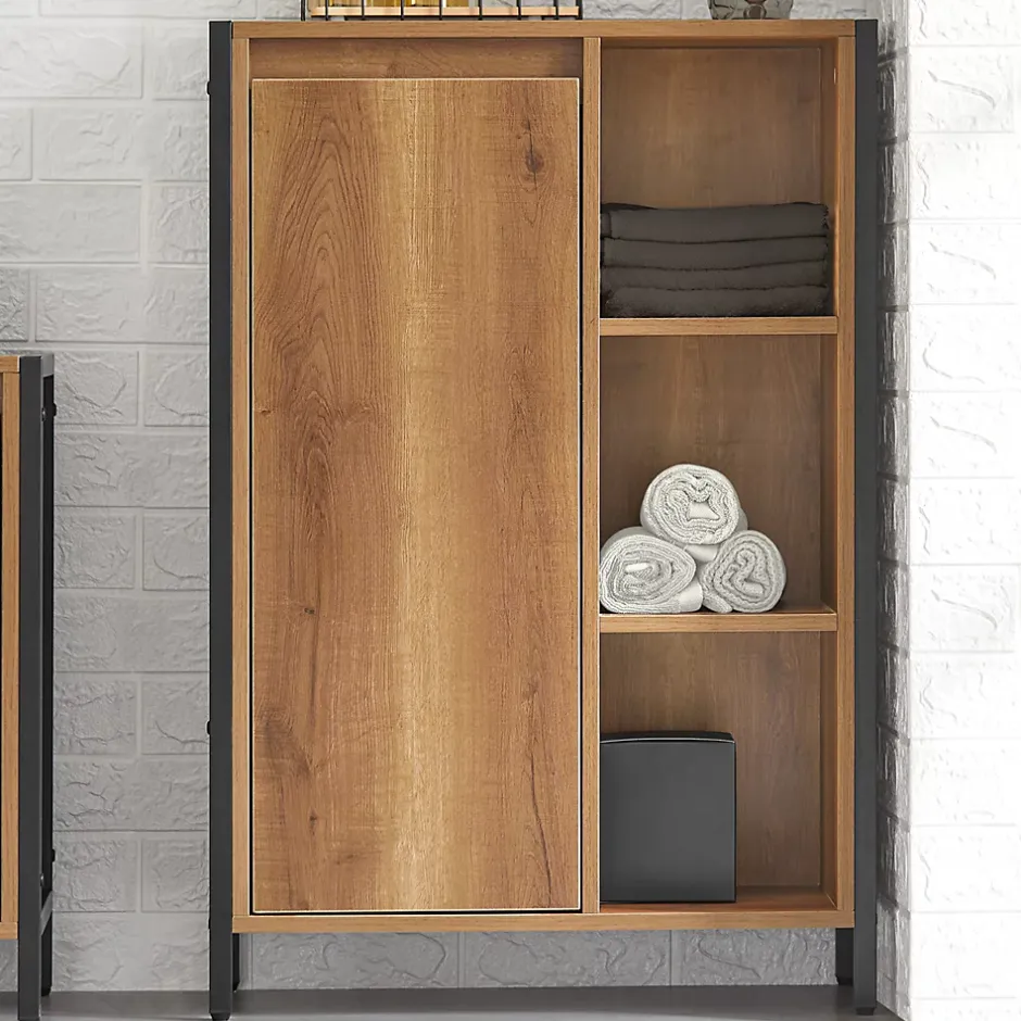 Sobuy Meuble Bas de Salle de Bain avec 3 Compartiments et 1 Panier à Linge, BZR65-PF,* Armoire De Salle De Bains