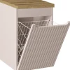Furnidea Meuble bas de salle de bain NOVA CACHEMIRE avec panier à linge et plan CHÊNE 40 cm