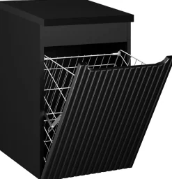Furnidea Meuble bas de salle de bain avec panier à linge et plan NOVA NOIR 40 cm* Armoire De Salle De Bains
