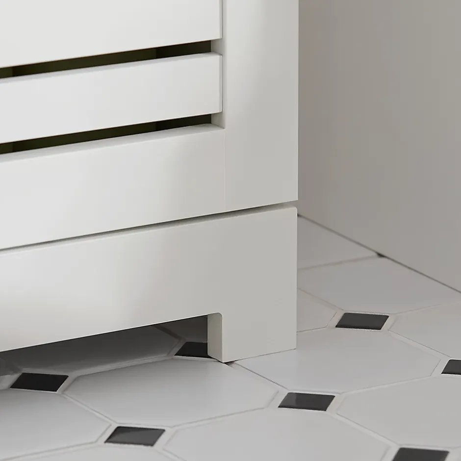 Sobuy Meuble Bas Placard de Rangement avec 2 Portes Persiennes, BZR41-W,* Meuble De Salle De Bains Faible Profondeur