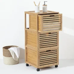 5Five Meuble colonne 3 tiroirs Bambou Sicela -