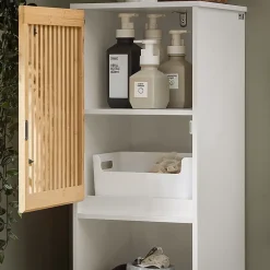 Sobuy Meuble Colonne Armoire de Salle de Bain avec 2 portes, 1 compartiment, BZR127-W,* Meuble De Salle De Bains Faible Profondeur