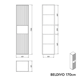 Bernstein Meuble Colonne Armoire suspendue Vert jade mat MDF 42x170x35cm (LxHxP), Charnières flexibles gauche/droite - BELDIVO