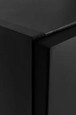 Furnidea Meuble colonne de salle de bain suspendu MODERN noir 35 x 136 cm