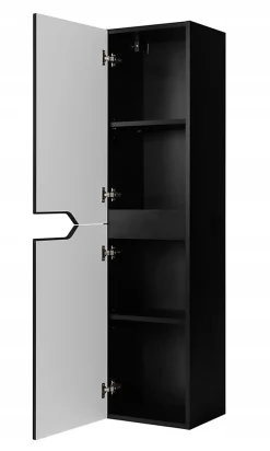 Furnidea Meuble colonne de salle de bain suspendu MODERN noir 35 x 136 cm