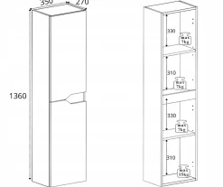Furnidea Meuble colonne de salle de bain suspendu MODERN noir 35 x 136 cm