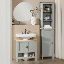 Sobuy Meuble Colonne de Salle de Bain, Armoire Haute, BZR68-HG,