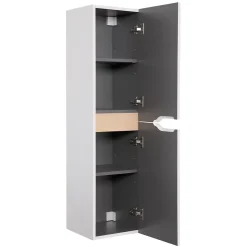 Meuble colonne de salle de bains 2 portes l.30 x H.120 x P.30 cm, blanc mat et bois, Tolima