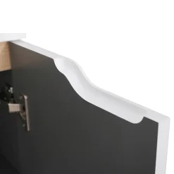 Meuble colonne de salle de bains 2 portes l.30 x H.120 x P.30 cm, blanc mat et bois, Tolima