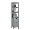 Sobuy Meuble Colonne de Salle de Bain, 4 étagères et 2 tiroirs, FRG126-SG,* Colonne De Salle De Bains|Meuble De Salle De Bains Faible Profondeur