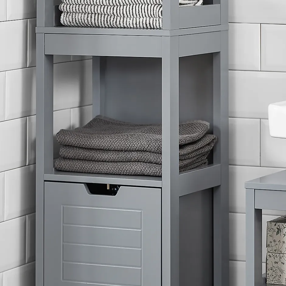 Sobuy Meuble Colonne de Salle de Bain, 4 étagères et 2 tiroirs, FRG126-SG,* Colonne De Salle De Bains|Meuble De Salle De Bains Faible Profondeur