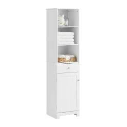 Sobuy Meuble Colonne de Salle de Bain Armoire Haute Meuble Rangement, BZR17-W,