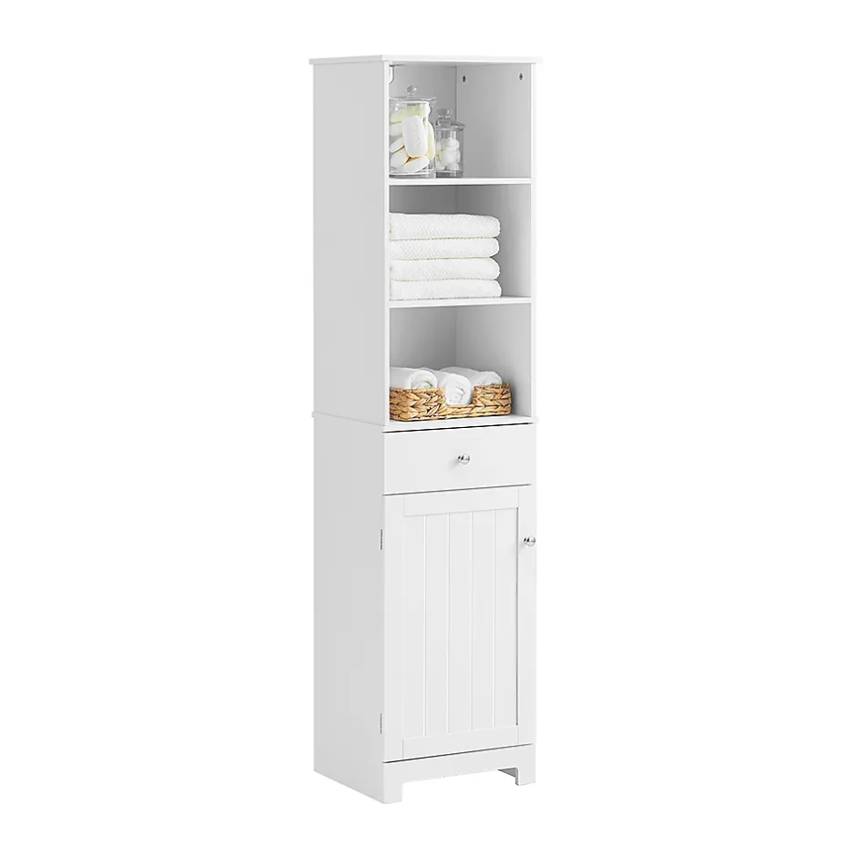 Sobuy Meuble Colonne de Salle de Bain Armoire Haute Meuble Rangement, BZR17-W,