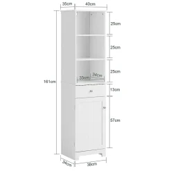 Sobuy Meuble Colonne de Salle de Bain Armoire Haute Meuble Rangement, BZR17-W,