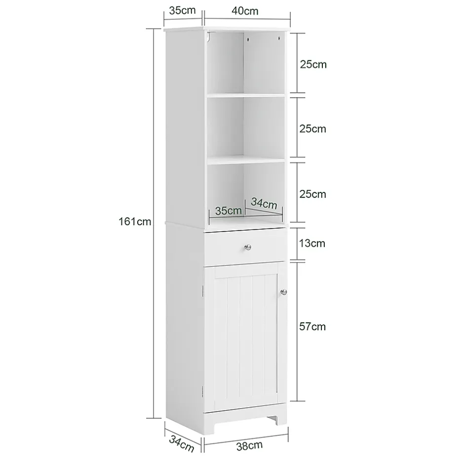 Sobuy Meuble Colonne de Salle de Bain Armoire Haute Meuble Rangement, BZR17-W,