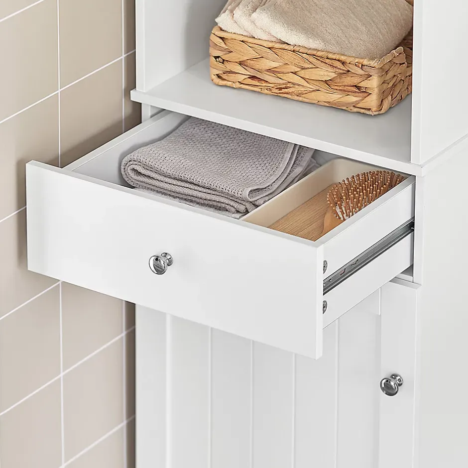 Sobuy Meuble Colonne de Salle de Bain Armoire Haute Meuble Rangement, BZR17-W,