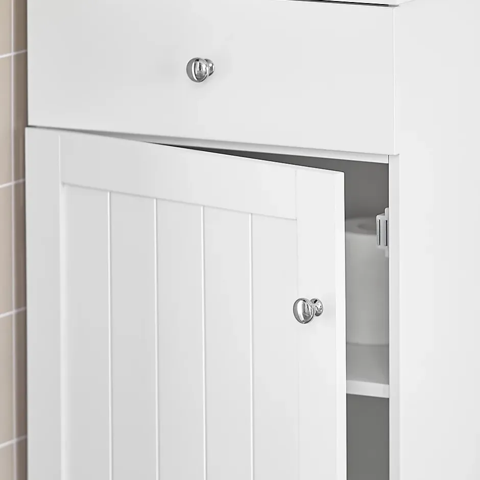 Sobuy Meuble Colonne de Salle de Bain Armoire Haute Meuble Rangement, BZR17-W,