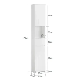 Sobuy Meuble Colonne de Salle de Bain avec 2 Portes et 1 Tiror, BZR109-W,* Meuble De Salle De Bains Faible Profondeur|Colonne De Salle De Bains