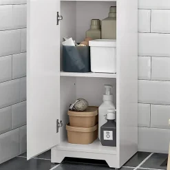 Sobuy Meuble Colonne de Salle de Bain avec 2 Portes et 1 Tiror, BZR109-W,* Meuble De Salle De Bains Faible Profondeur|Colonne De Salle De Bains